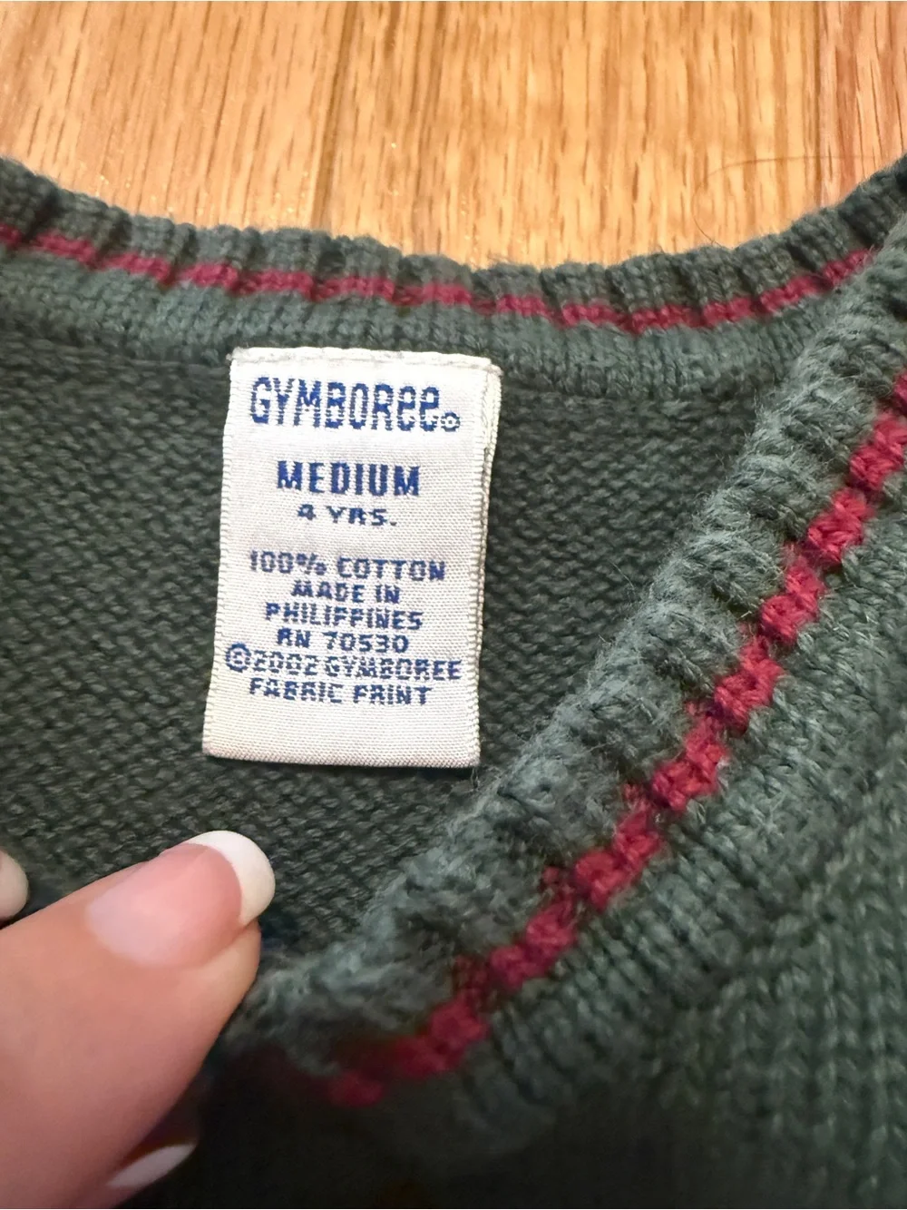 Gymboree Green Knit Argyle Vest with Red Accents